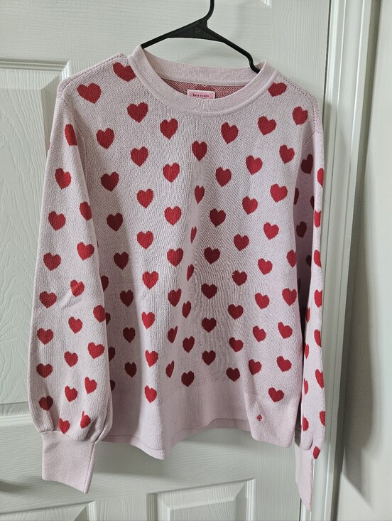 kate spade Sweaters - Kate Spade New York Perfect Heart Sweater in Chalk Pink & Red Size L